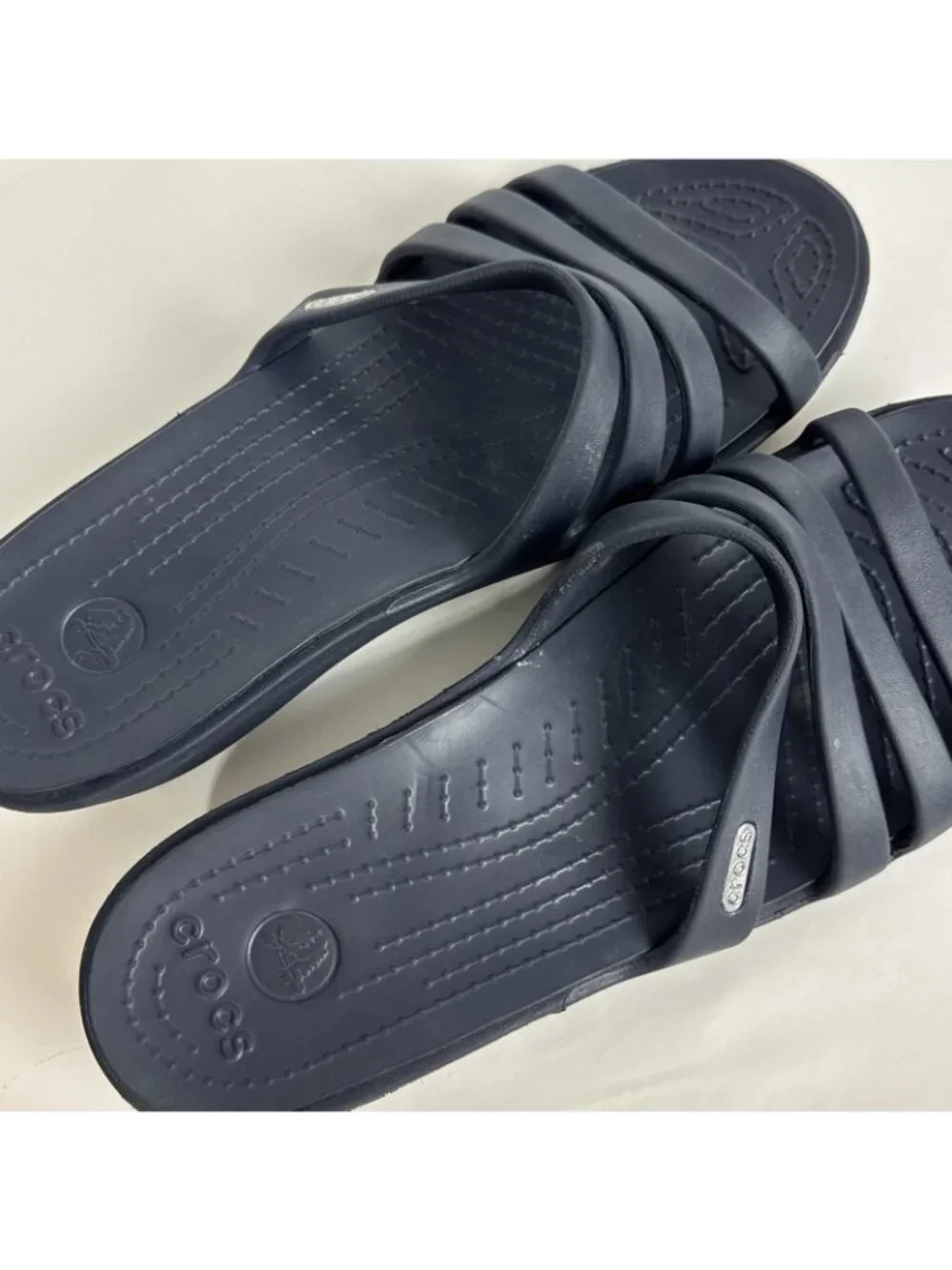 Crocs Navy Blue Rhonda Wedge Slip On Sandals Women's size 11